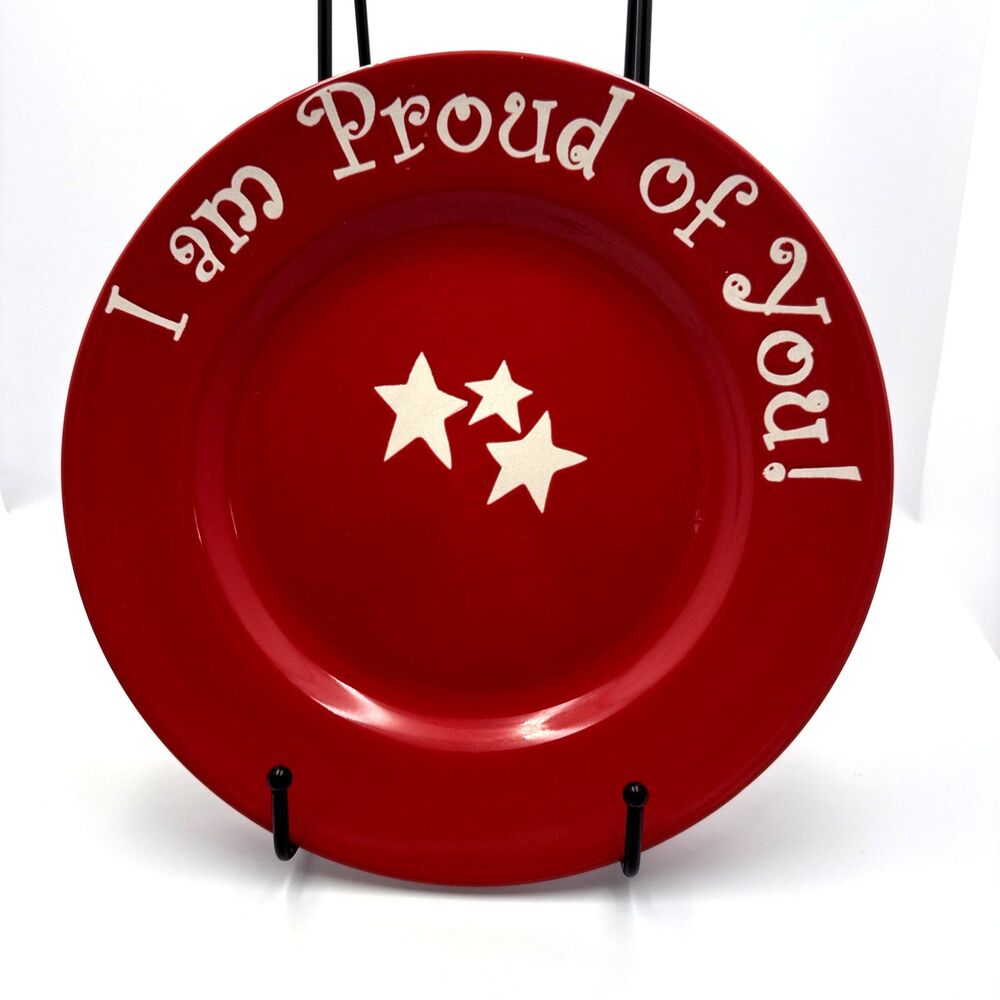 RARE! Love You Plates "I AM PROUD OF YOU" Red Ceramic Glazed 11" Plate NEW